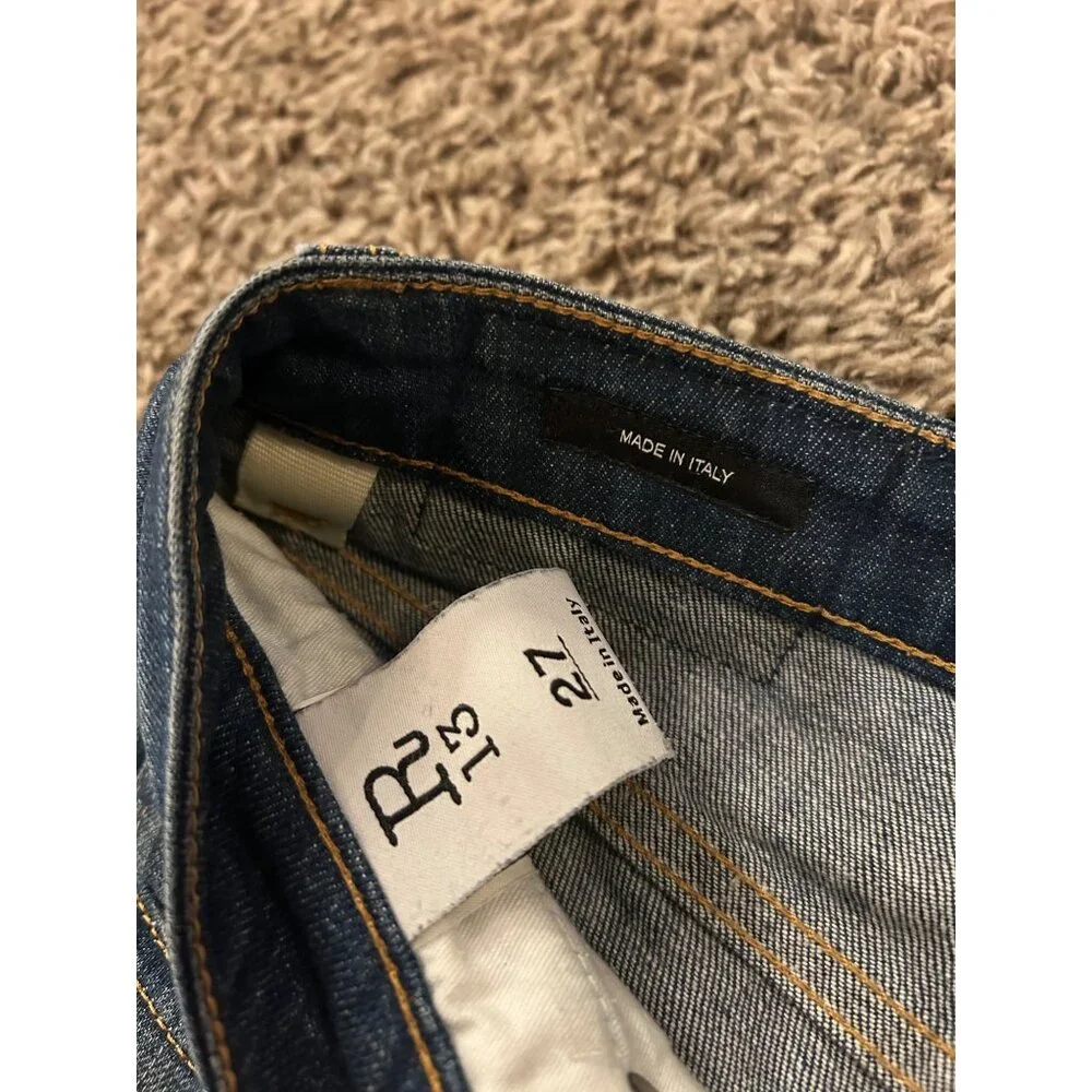 R13 Jeans (Size 27) "Biker Boy" DIY Cut Off Shorts Blue Denim - Picture 6 of 6